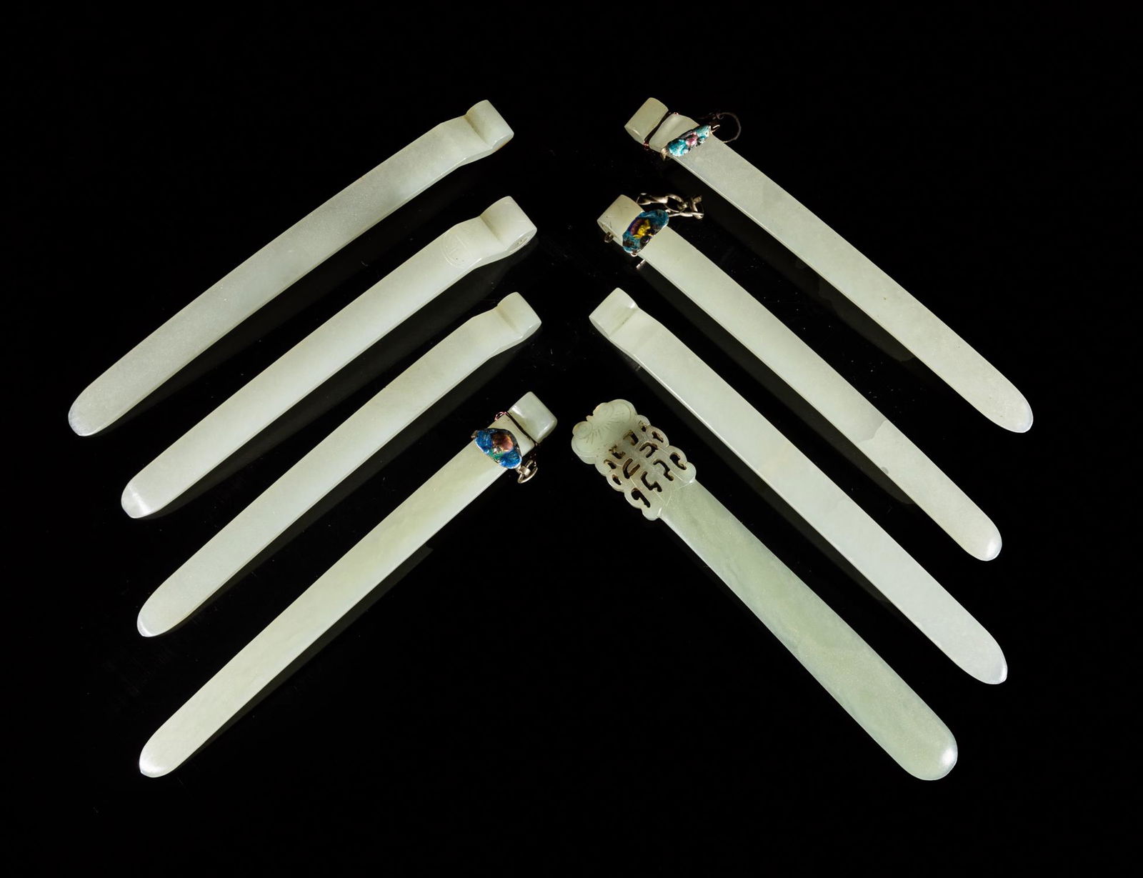 Large Set Chinese White Jade Hair Pins (1 of 19)
