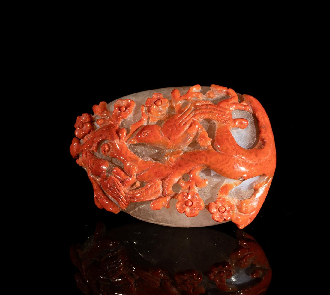 Large Chinese Carved Cameo Agate Pendant (1 of 13)