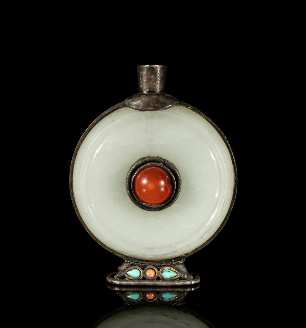 Chinese White Jade & Gemstone Snuff Bottle (1 of 13)