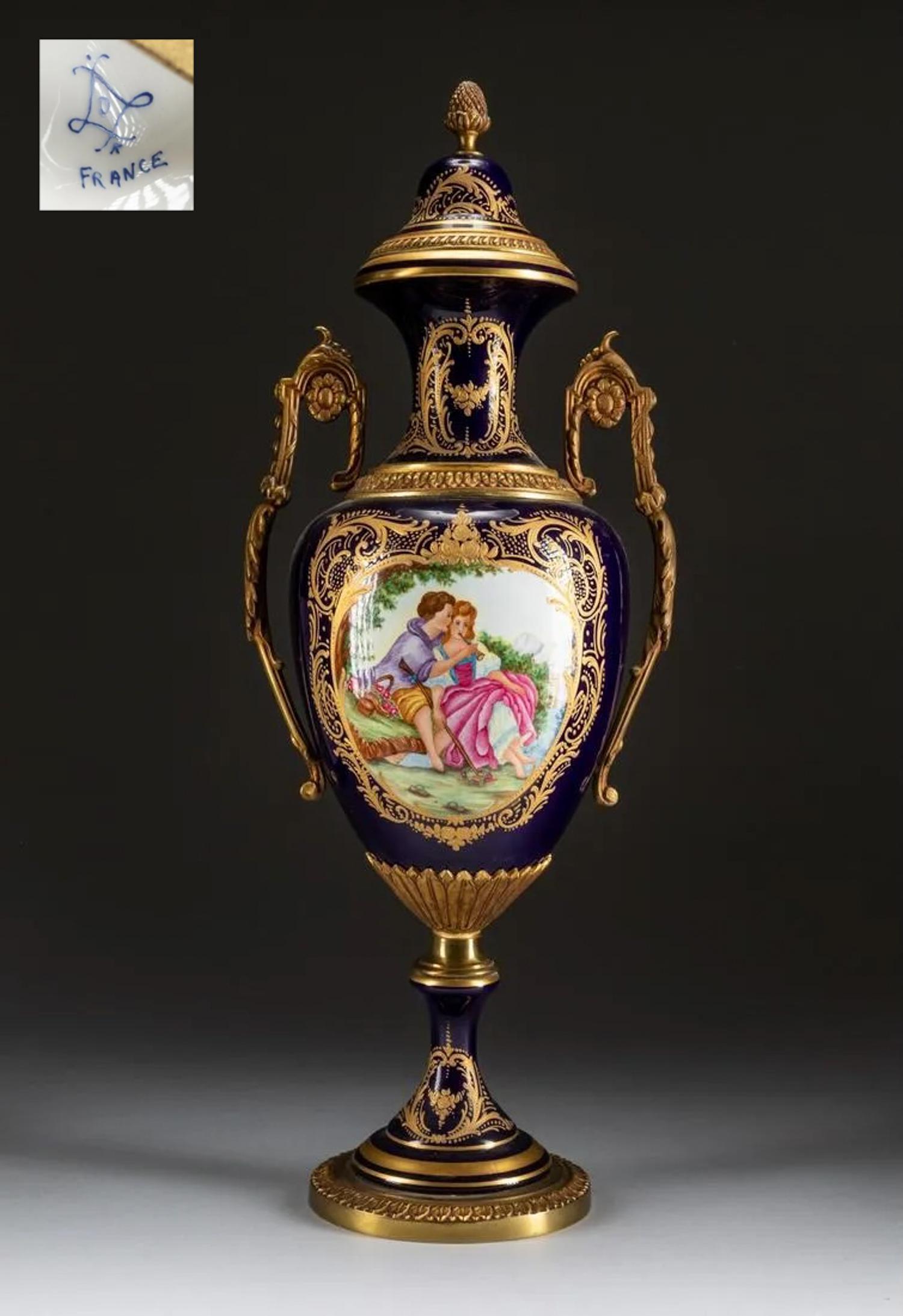 French Style Gilt Bronze Porcelain Vase (1 of 10)