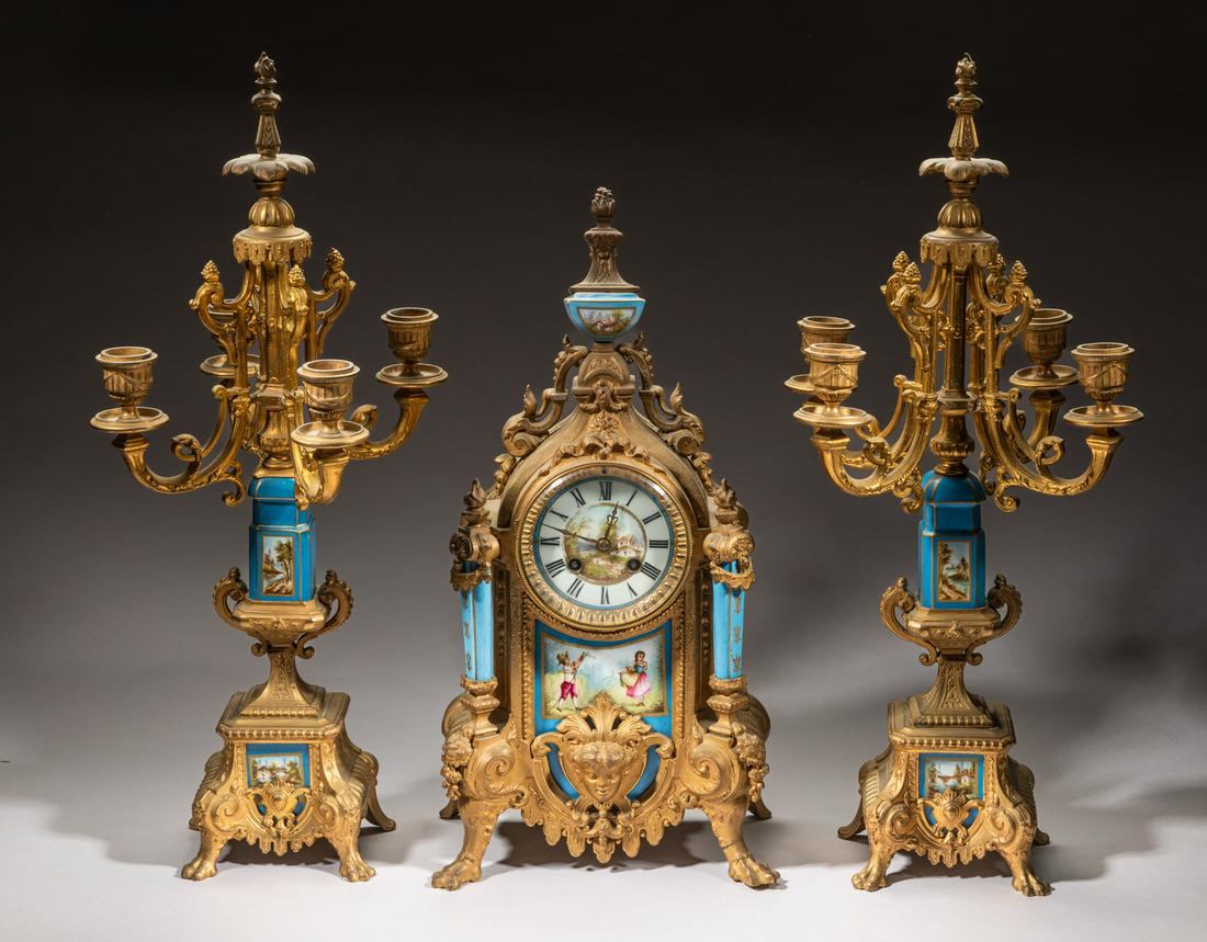 France Antique Porcelain Clock Sets (1 of 15)