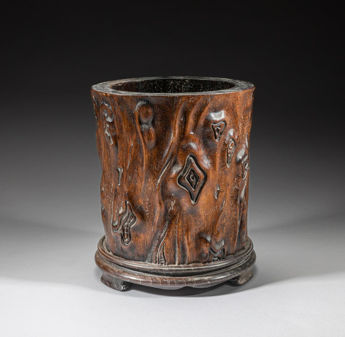 Large Chinese Carved Wood Brush Pot (1 of 13)