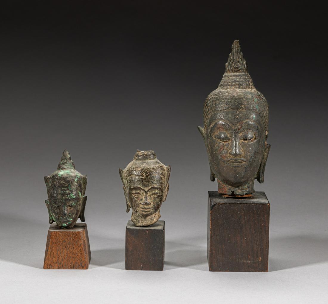 South Asian Thai Bronze Buddha Head Set (1 of 13)