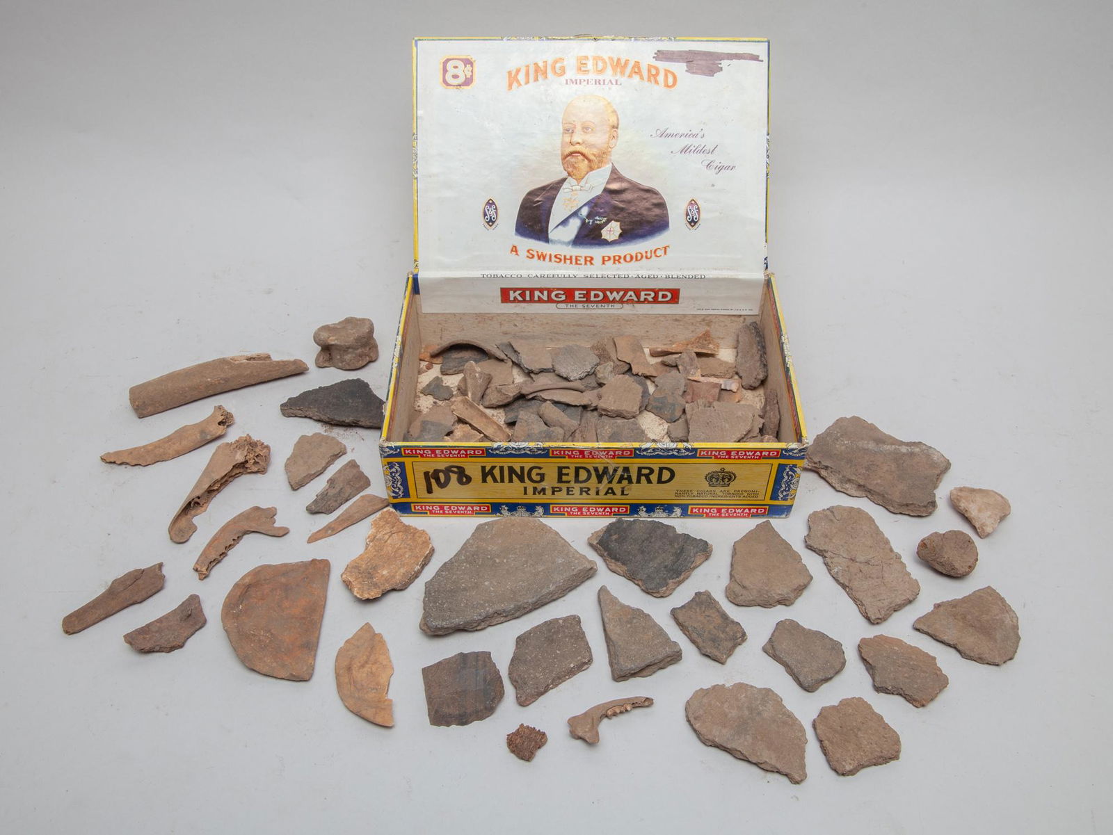 Antique American Miwok Indian Pottery & Bone Piece: A large group of Native American Miwok Indian pottery and bone pieces. Size varies.