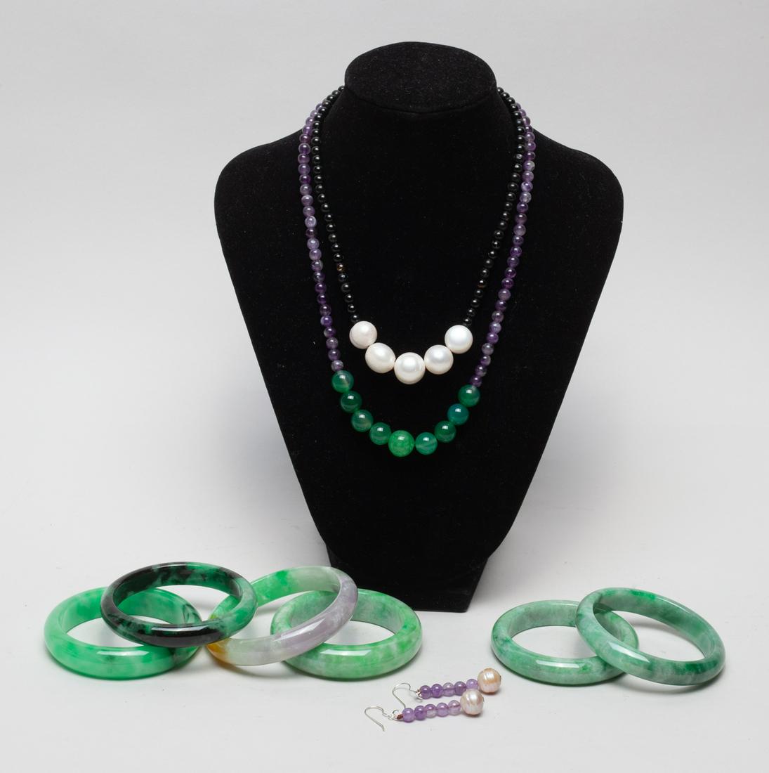 Estate Chinese Jade & Stone Jewelry Sets (1 of 12)