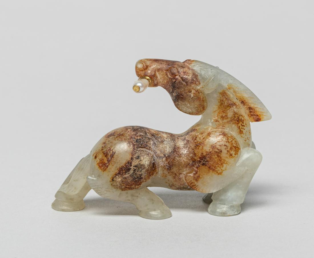 Chinese Russet Jade Horse Holding Pearl Like Bead (1 of 11)