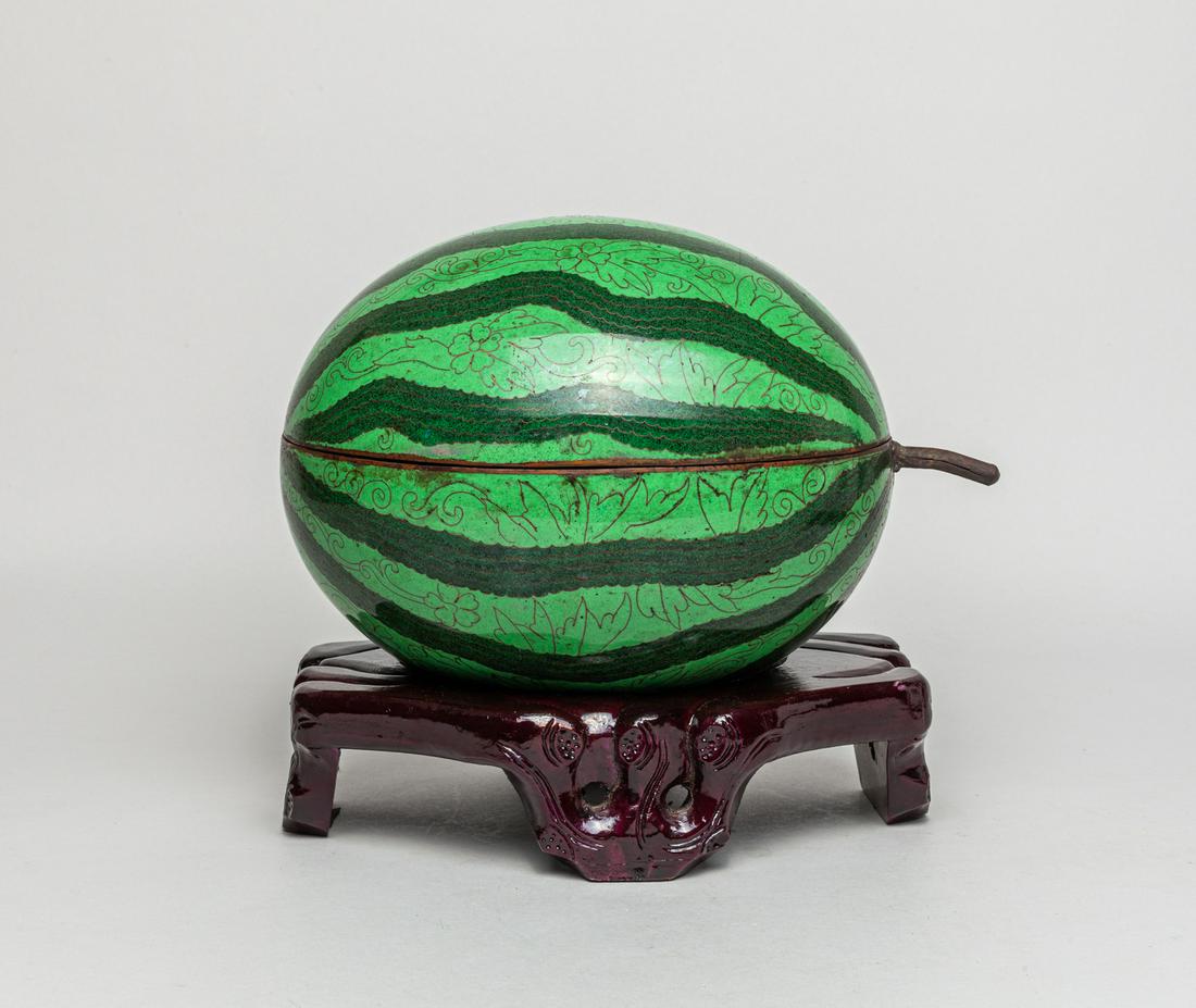 Large Chinese Cloisonne Watermelon Type Box (1 of 12)