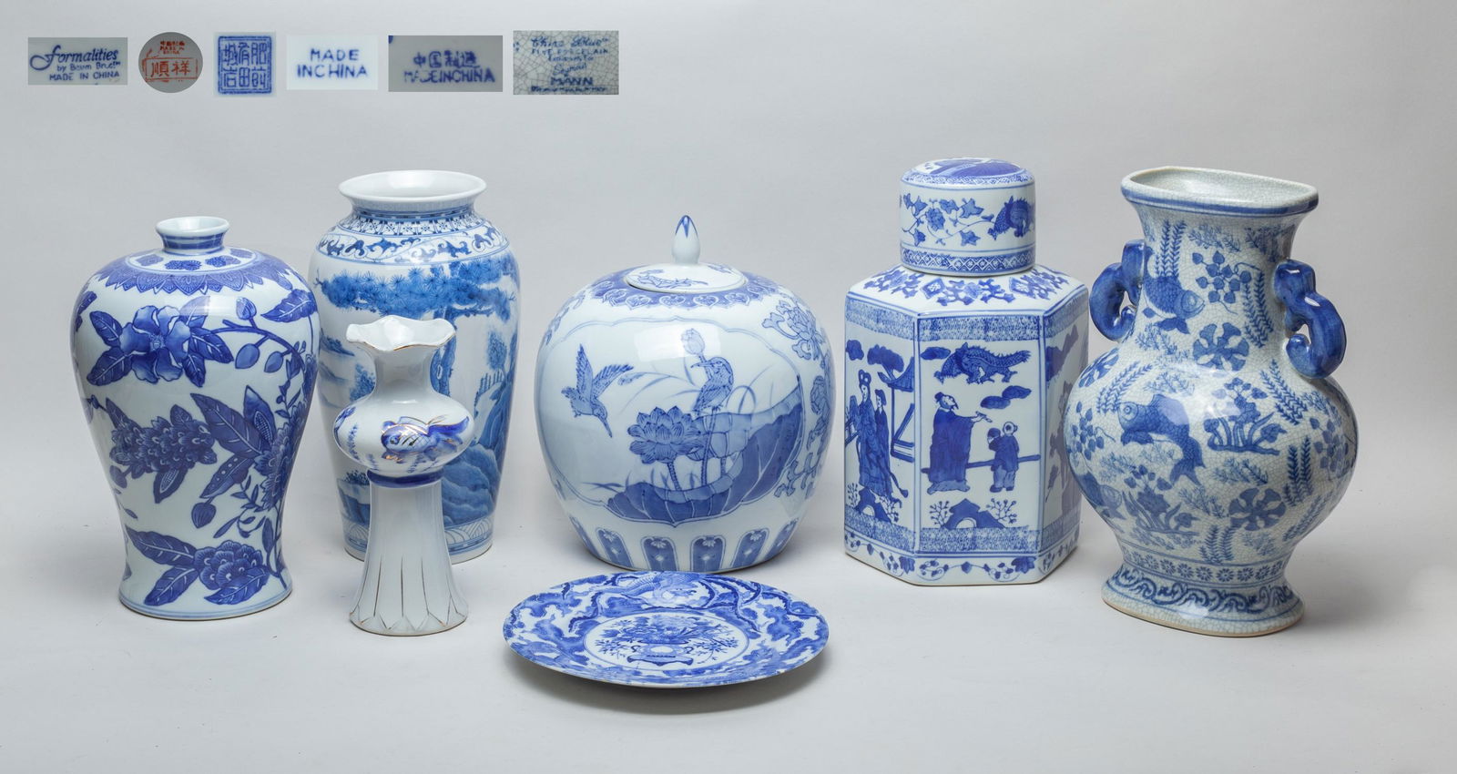 Large Set Blue & White Porcelain Vase (1 of 20)