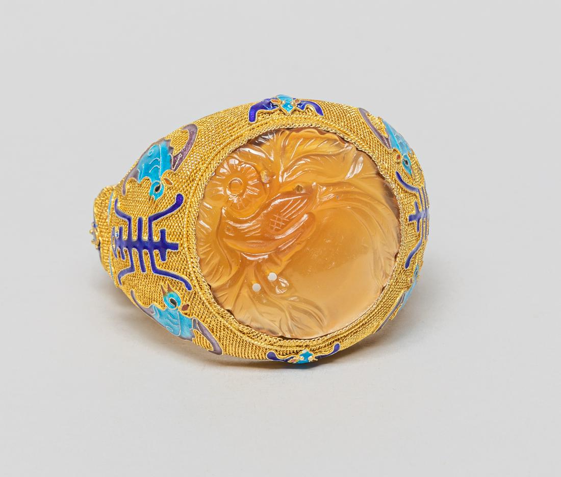 Massive Chinese Gold on Silver Bangle (1 of 10)