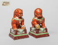 Pair Chinese Famille Rose Porcelain Foo Dog