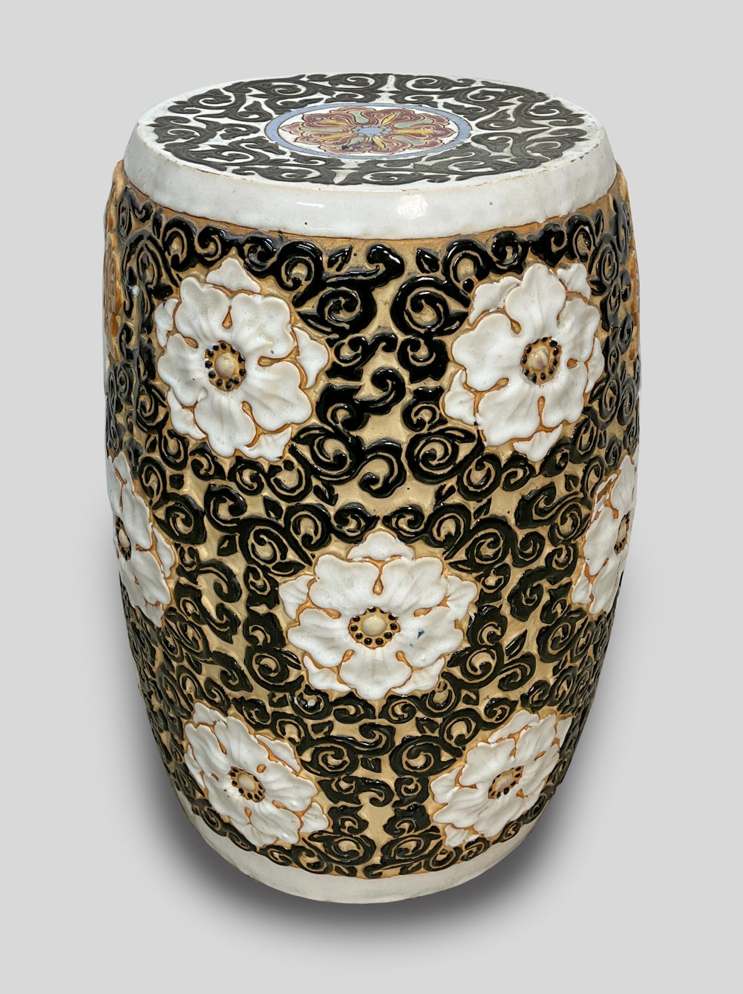 Japanese Glazed Pottery Drum Stool (1 of 9)