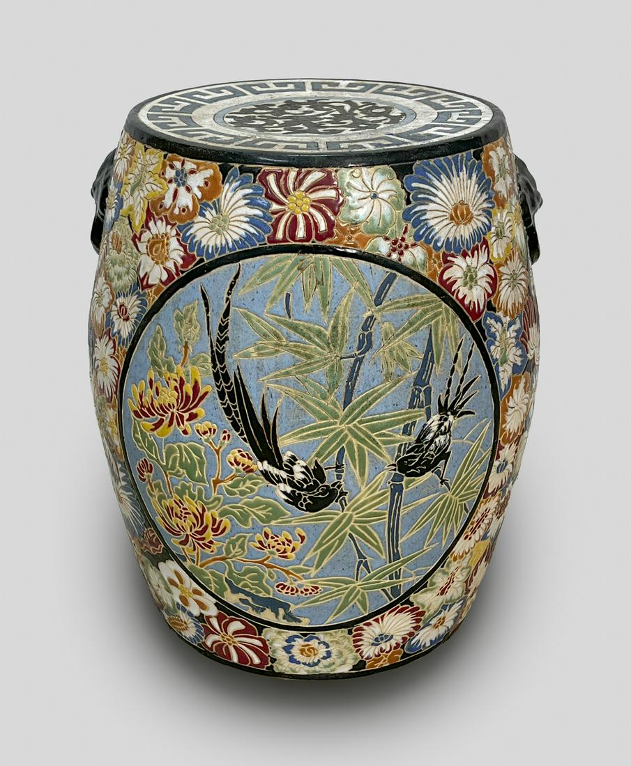 Japanese Glazed Pottery Drum Stool (1 of 8)