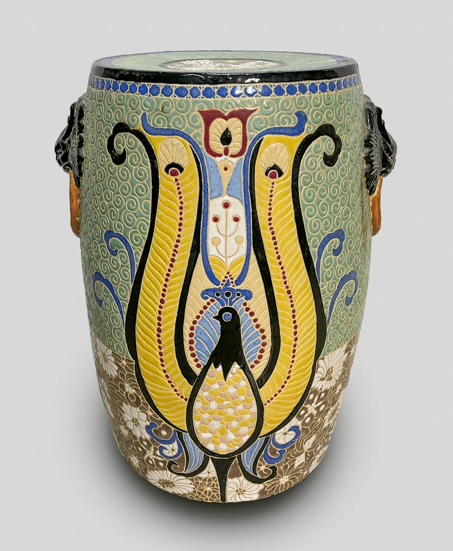 Japanese Glazed Pottery Drum Stool (1 of 6)