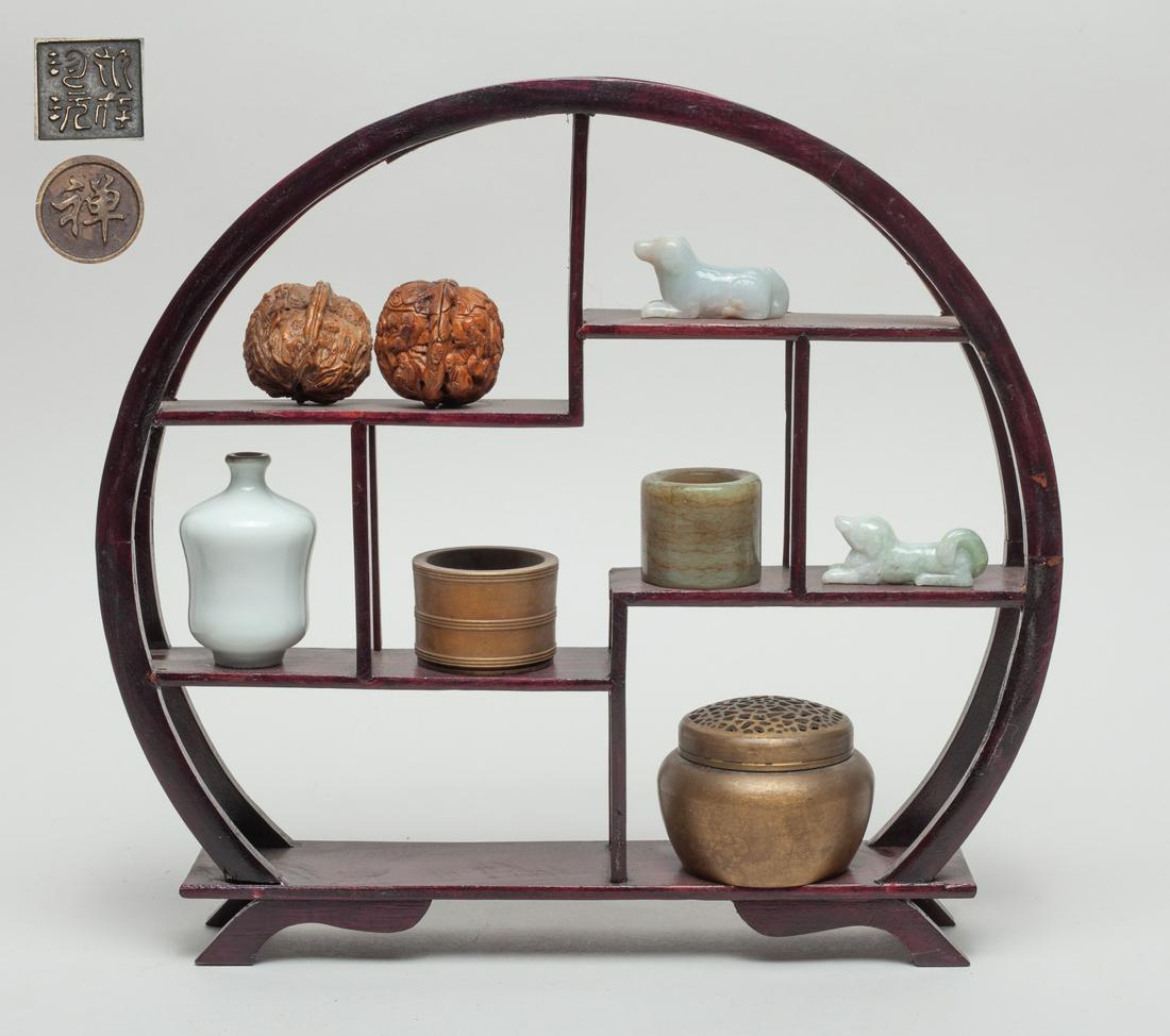 Chinese Wood Cabinet w/ Jade & Brasstwo jade/stone (1 of 16)