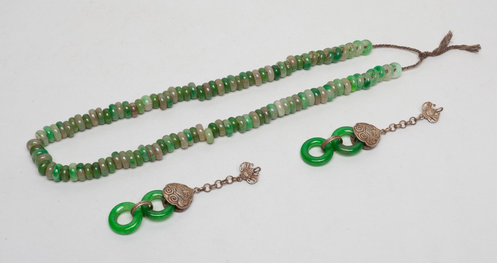 Chinese Jade Like Carved Necklace & Earrings (1 of 8)