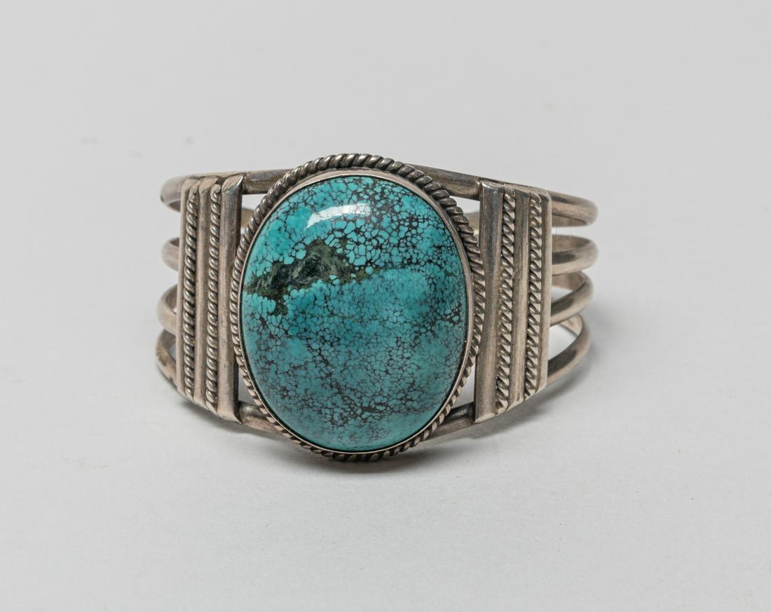 Large Vintage Zuni Silver & Turquoise Bracelet (1 of 9)