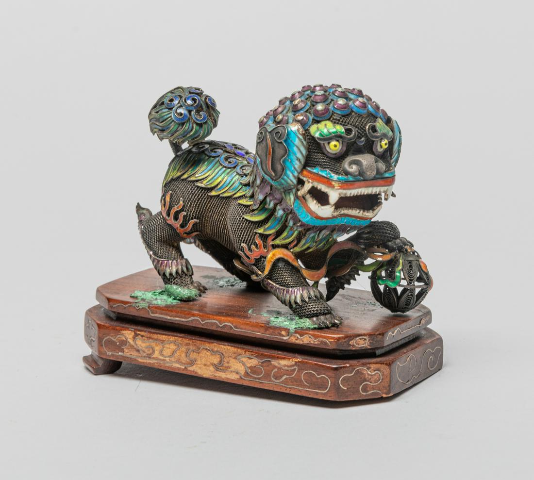 Chinese Vintage Enameled on Silver Foo Dog (1 of 10)