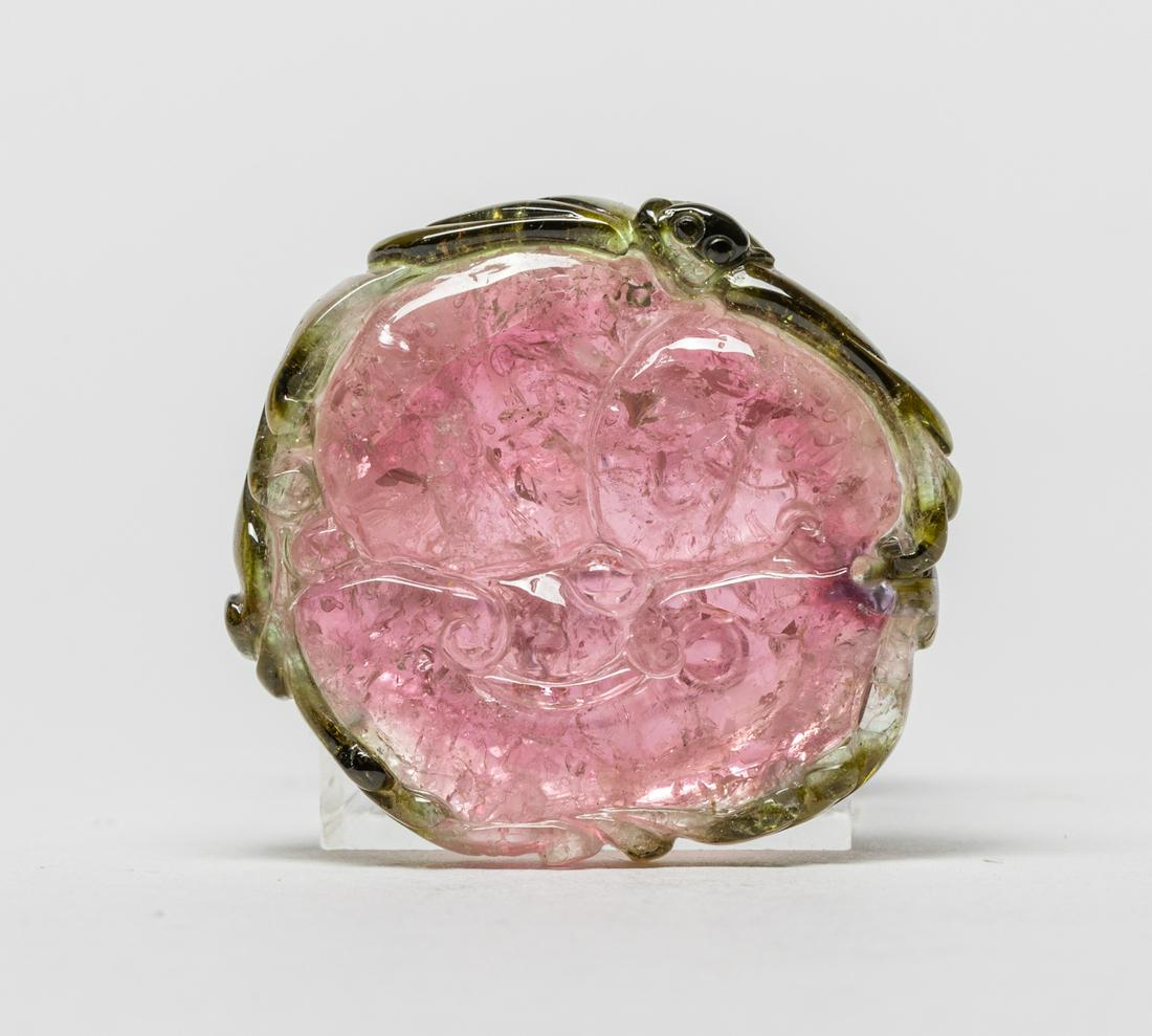 Old Chinese Carved Tourmaline Plaque (1 of 9)