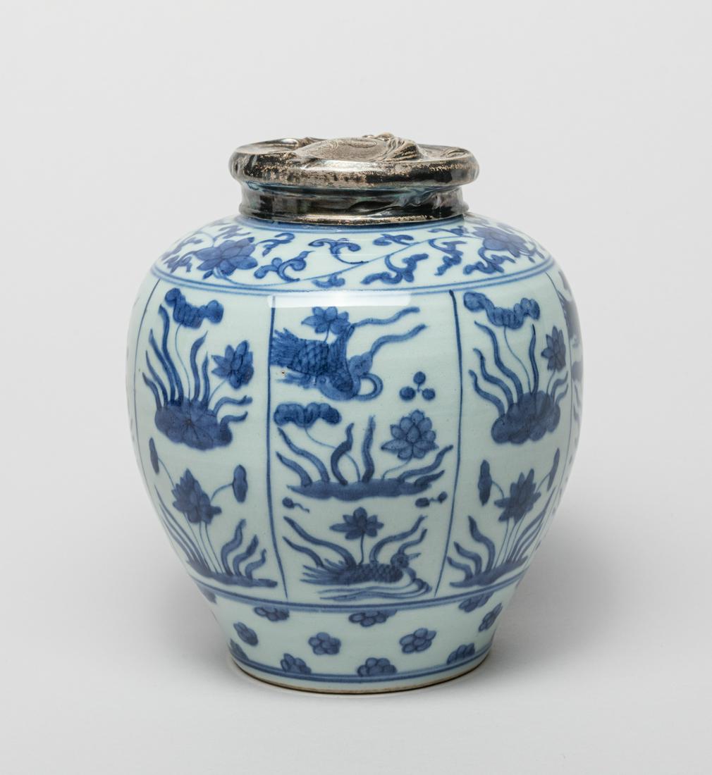 Chinese Porcelain Jar w/ Sterling Lid (1 of 10)