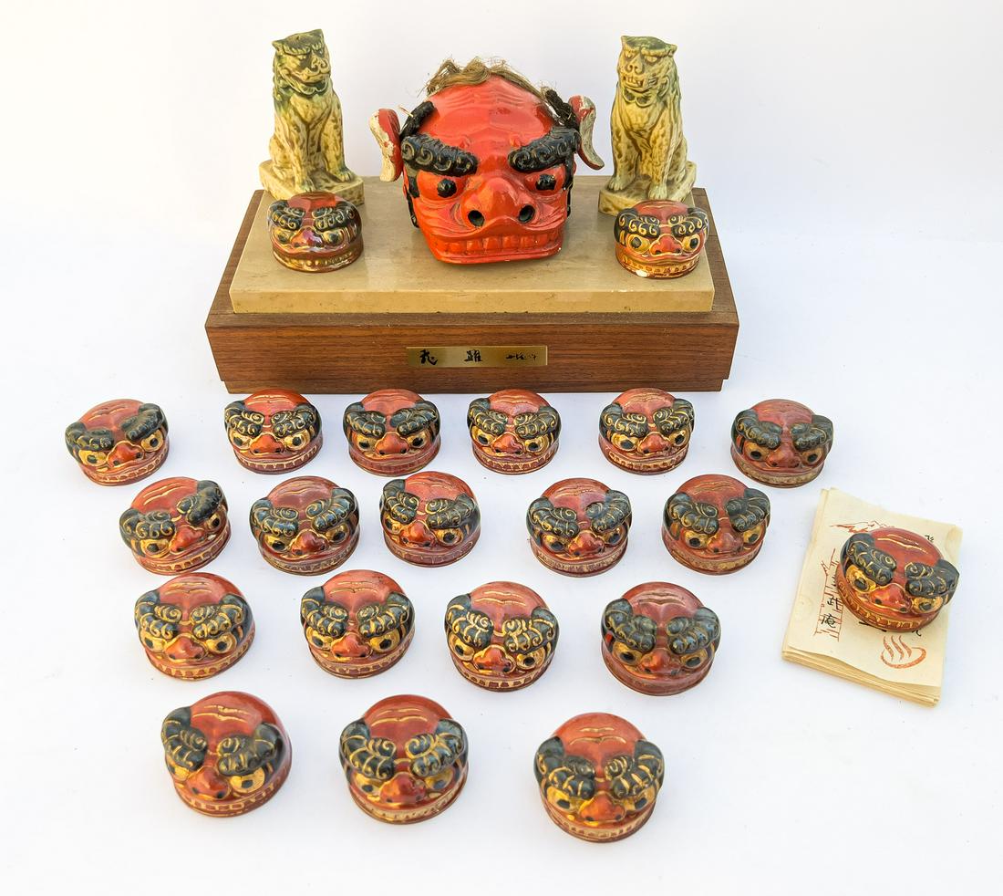 Japanese Porcelain Foo Dog & Marble Stand (1 of 13)