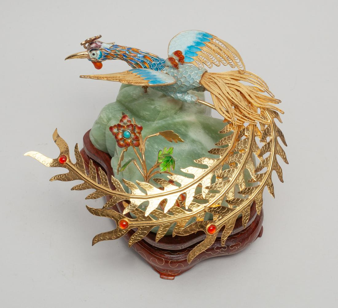 Chinese Jade & Enameled Silver Bird (1 of 13)