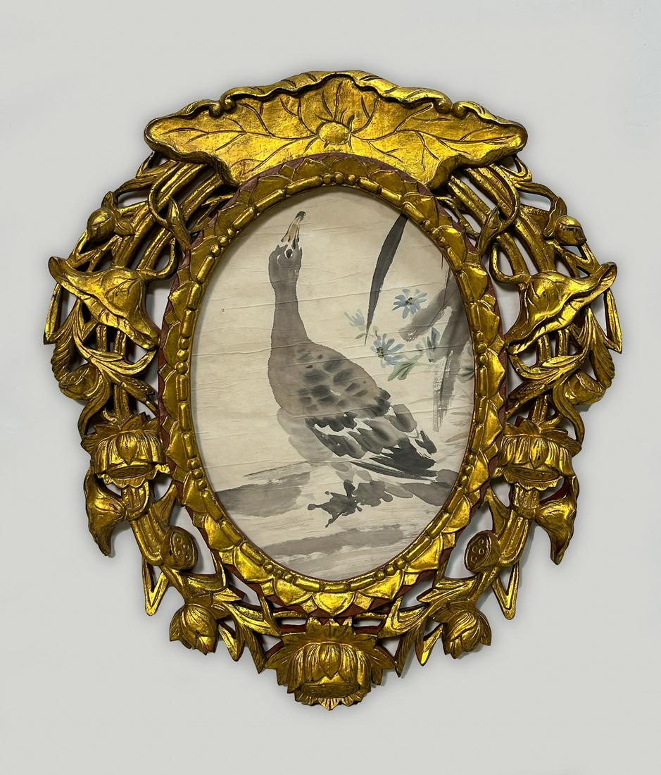 Old Chinese Gilt Wood Inlaid Painting (1 of 11)