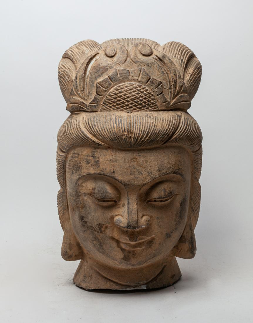 Massive Chinese Heavy Stone Buddha Head (1 of 9)