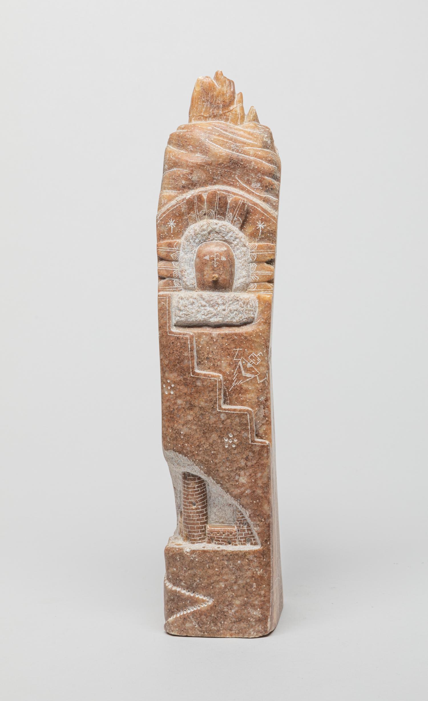 Tall Repaired Zuni Stone Sun God Sculpture (0201) on Jan 27, 2023