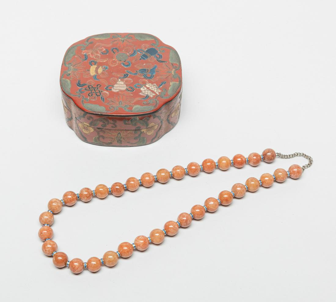 Chinese Export Red Jade Bead Necklace (1 of 9)
