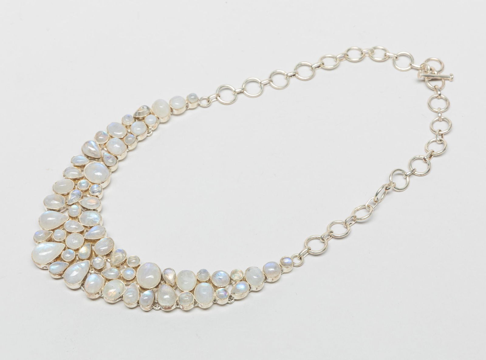 Indian Silver & Moonlike Stone Necklace (1 of 9)