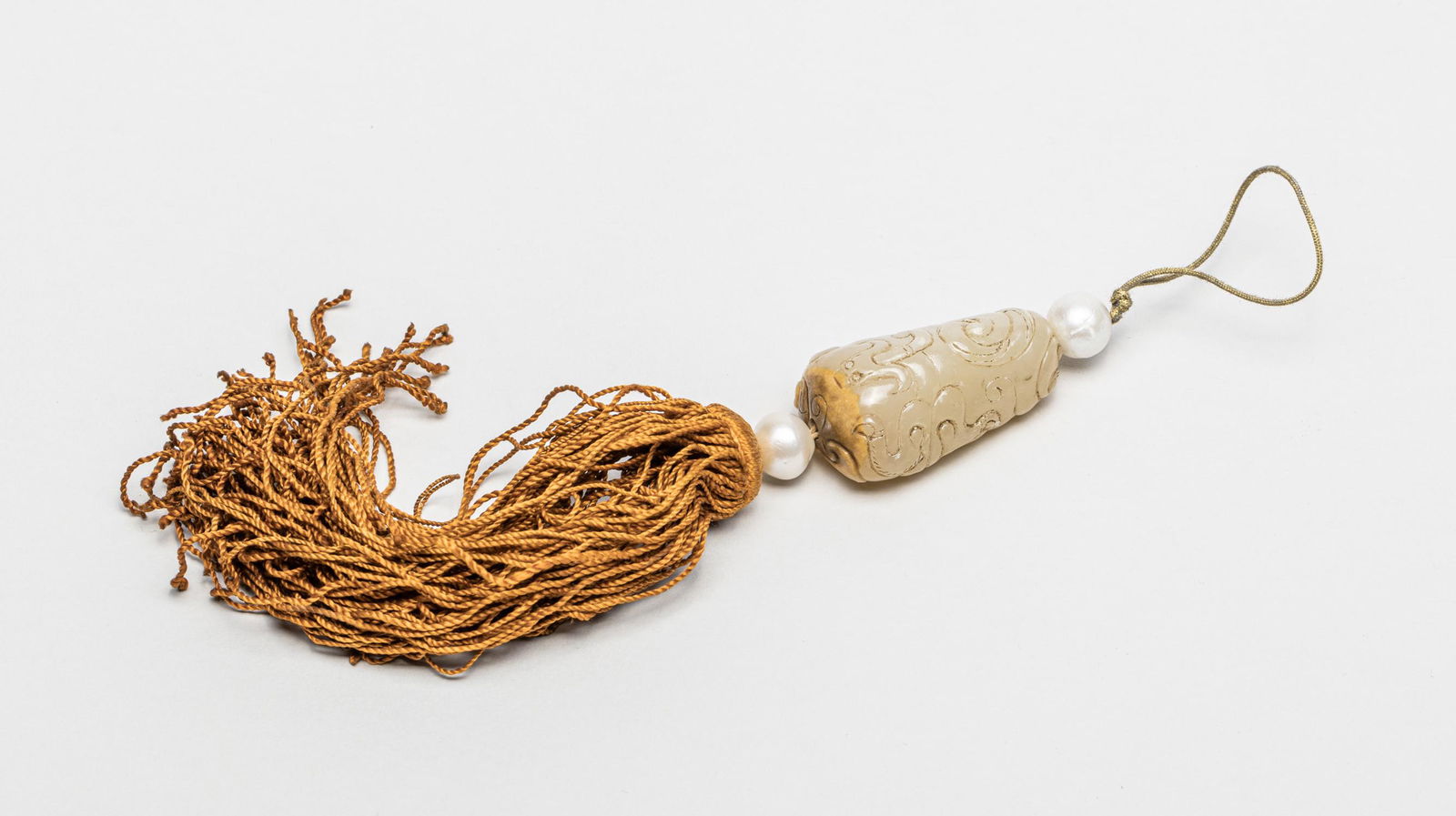 Rare Chinese White Jade & Pearl Toggle (1 of 10)