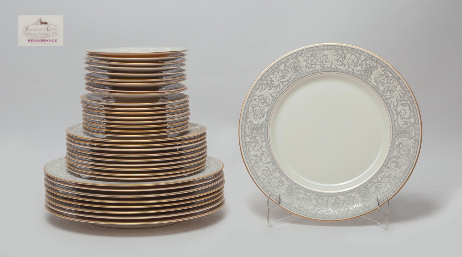 Franciscan Grey Renaissance Porcelain Plates (1 of 7)