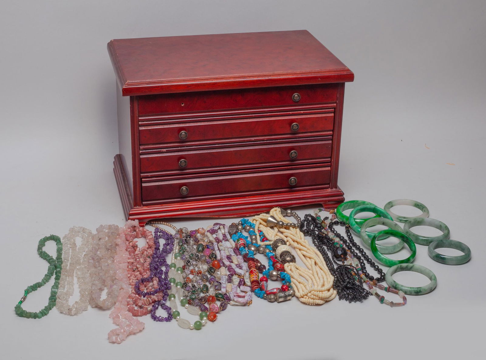 Large Box of Chinese Bangle & Gemstone Jewelry Set (1 of 13)