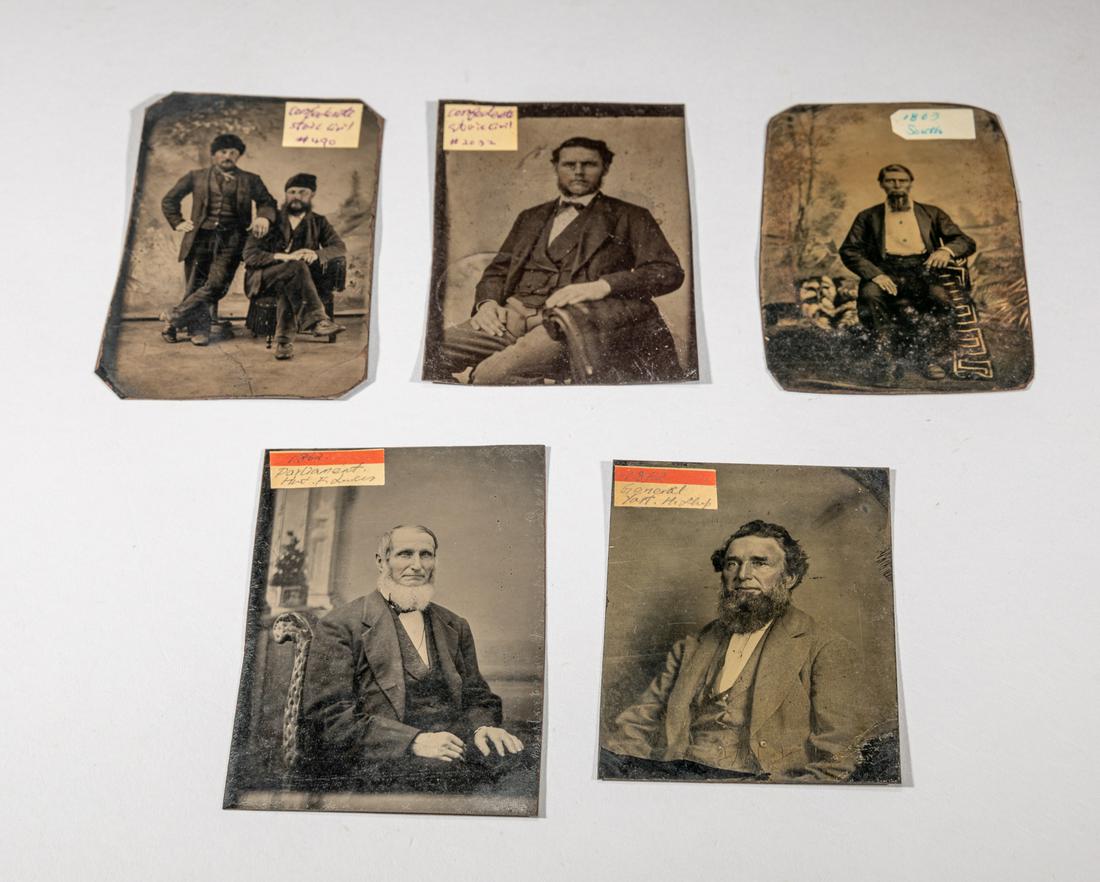 Civil War Tintype Photos of Confederates: Group of 5 Civil War tintype photos of men. Size varies.