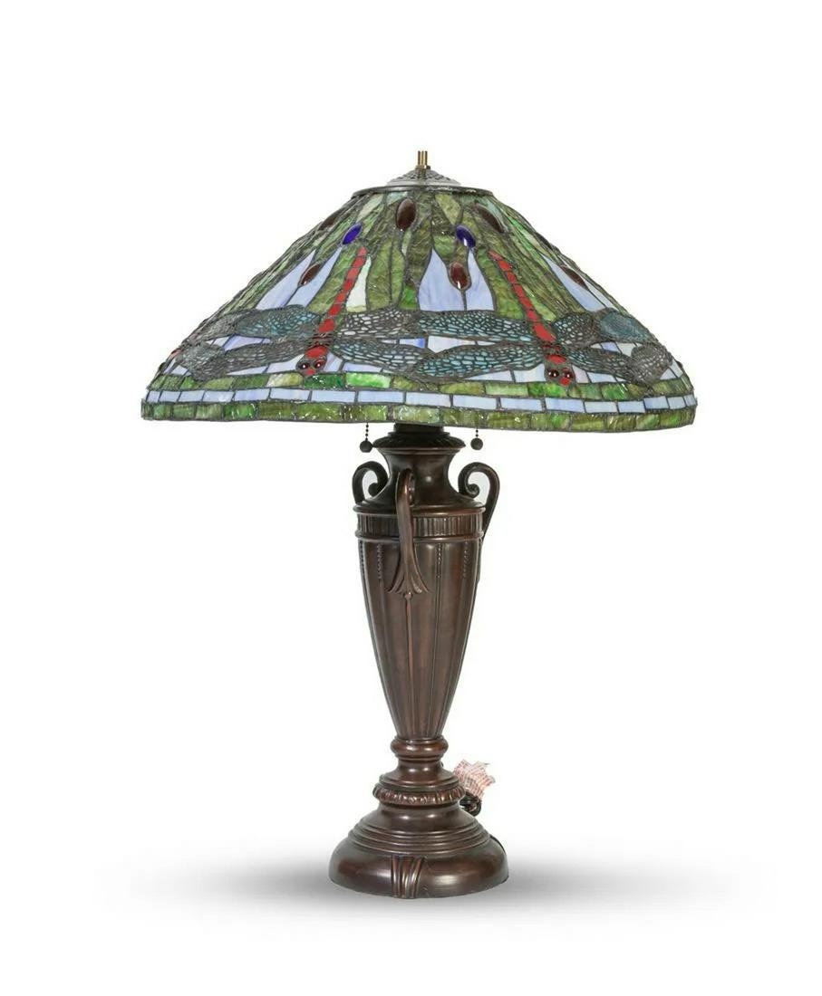 Large Tiffany Type Stained Glass Lamp (1 of 11)