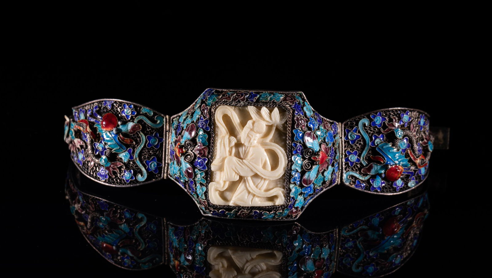 Chinese Enameled on Silver Bracelet (1 of 9)