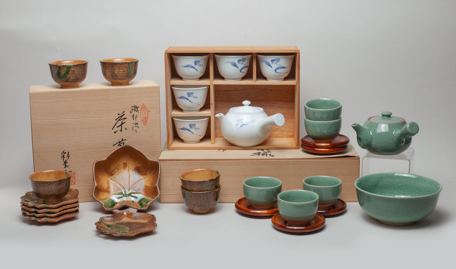 Vintage Japanese Tea Sets: Three sets Japanese vintage tea sets, Size Varies. The estate of closed antique store, Los Angeles 2020.