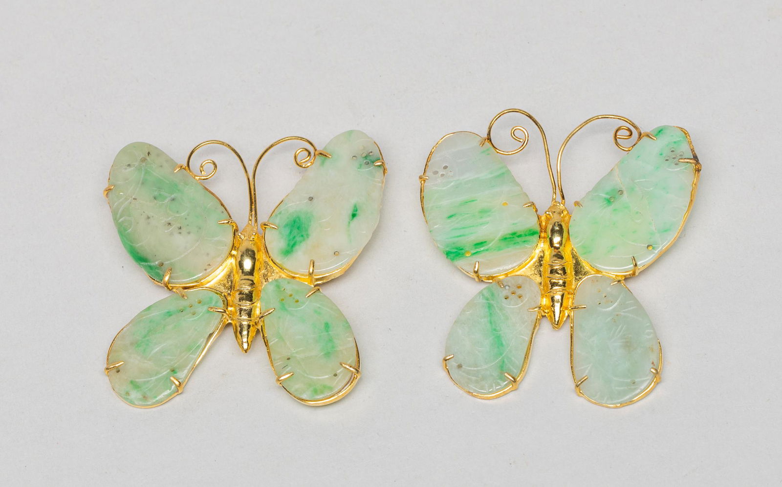 Chinese Jadeite, Gilt on Silver Brooches (1 of 9)