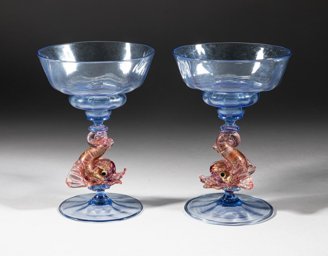 Pair Venetian Latticino Glass Cups (1 of 9)