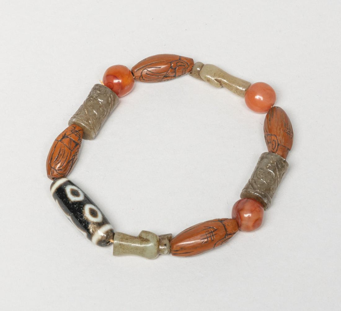 Chinese Jade, Nut & Dzi Beads (1 of 10)