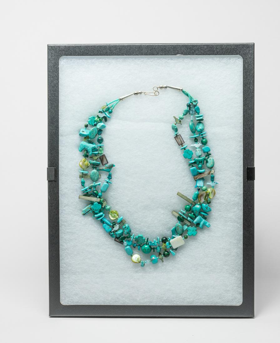 Zuni Tri-Strand Turquoise Like Fetish Necklace (1 of 9)