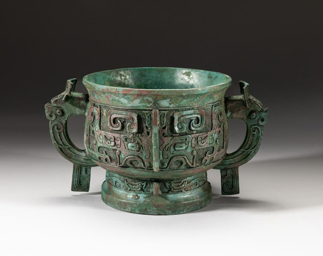 Rare Large Chinese Bronze Censer, Taotie Mask (1 of 18)