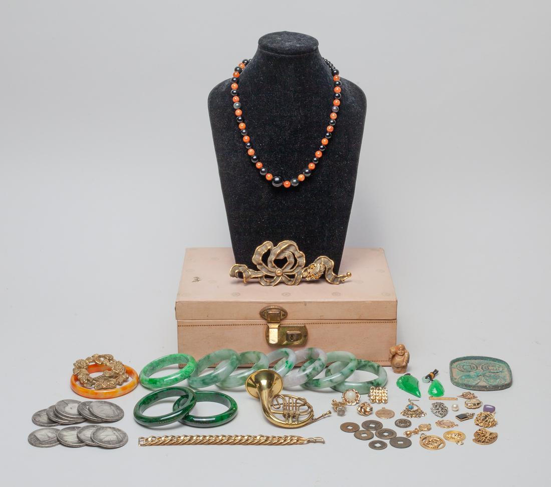 Estate Chinese Costume Jewelry, Bangle & Coin (1 of 14)