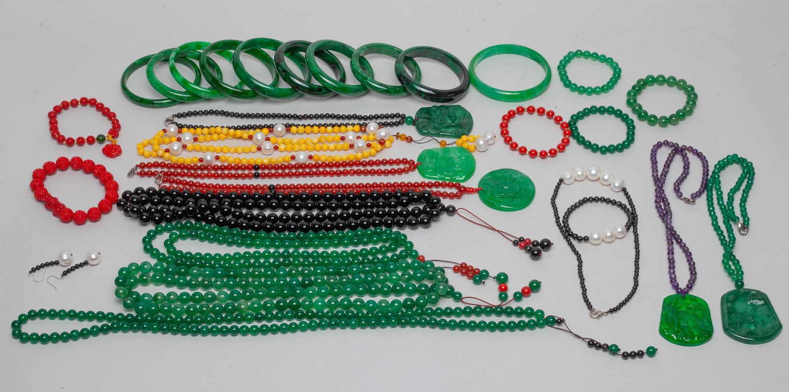 Estate Chinese Color Stone Jewelry Sets (1 of 17)