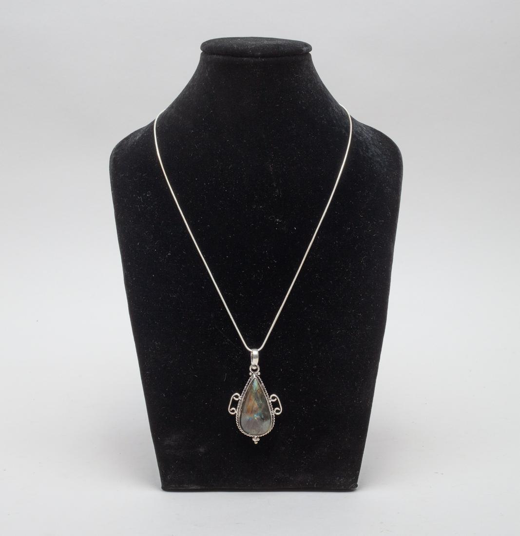 Designed Link Marked 925 Moon Like Stone Necklace (1 of 6)