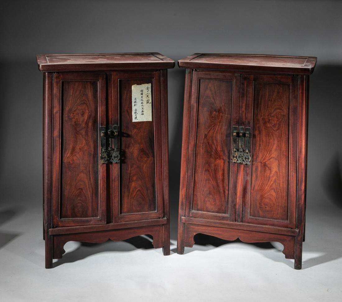 Pair Chinese Hardwood Table Cabinets (1 of 9)