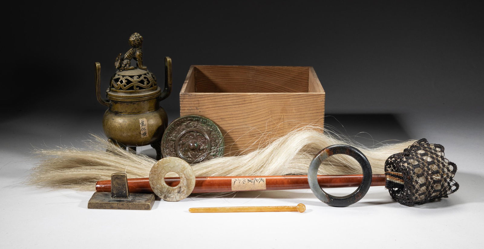 Chinese Bronze Censer & Jade Pieces (1 of 19)