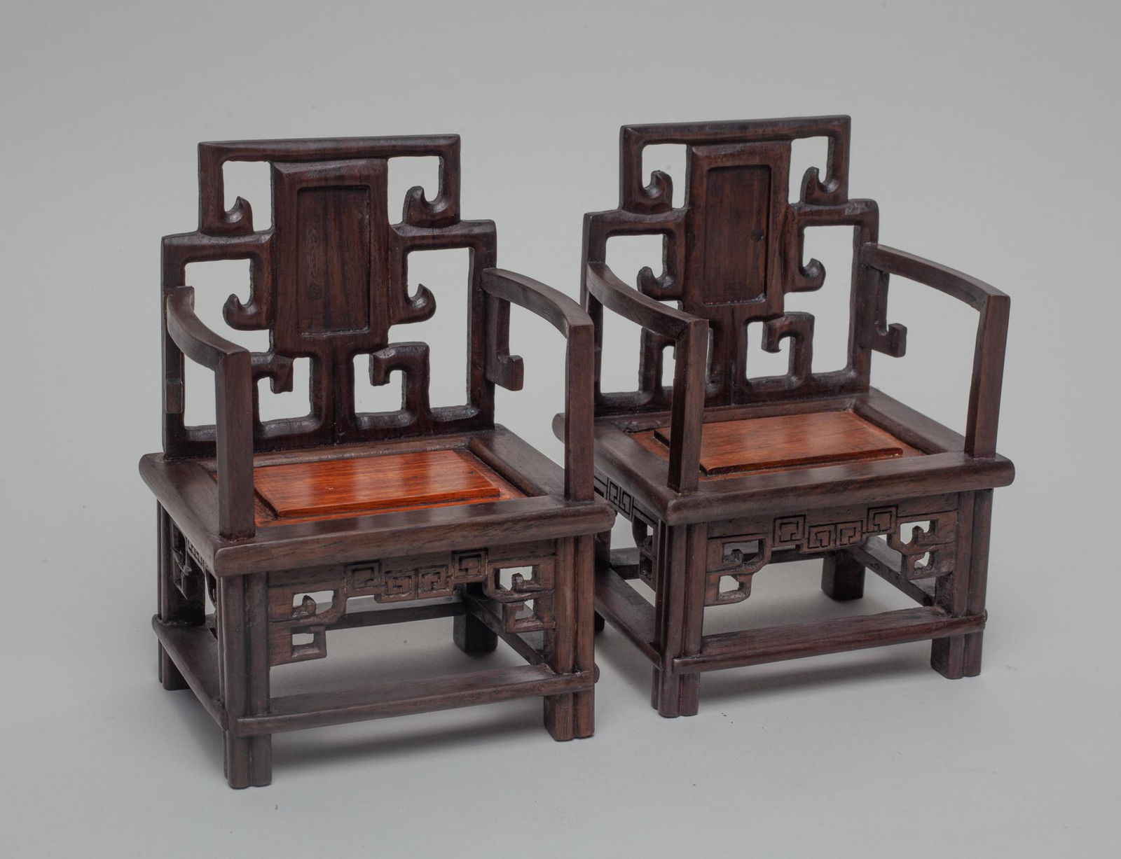 Pair Miniature Chinese Wood Table Sculptures (1 of 8)