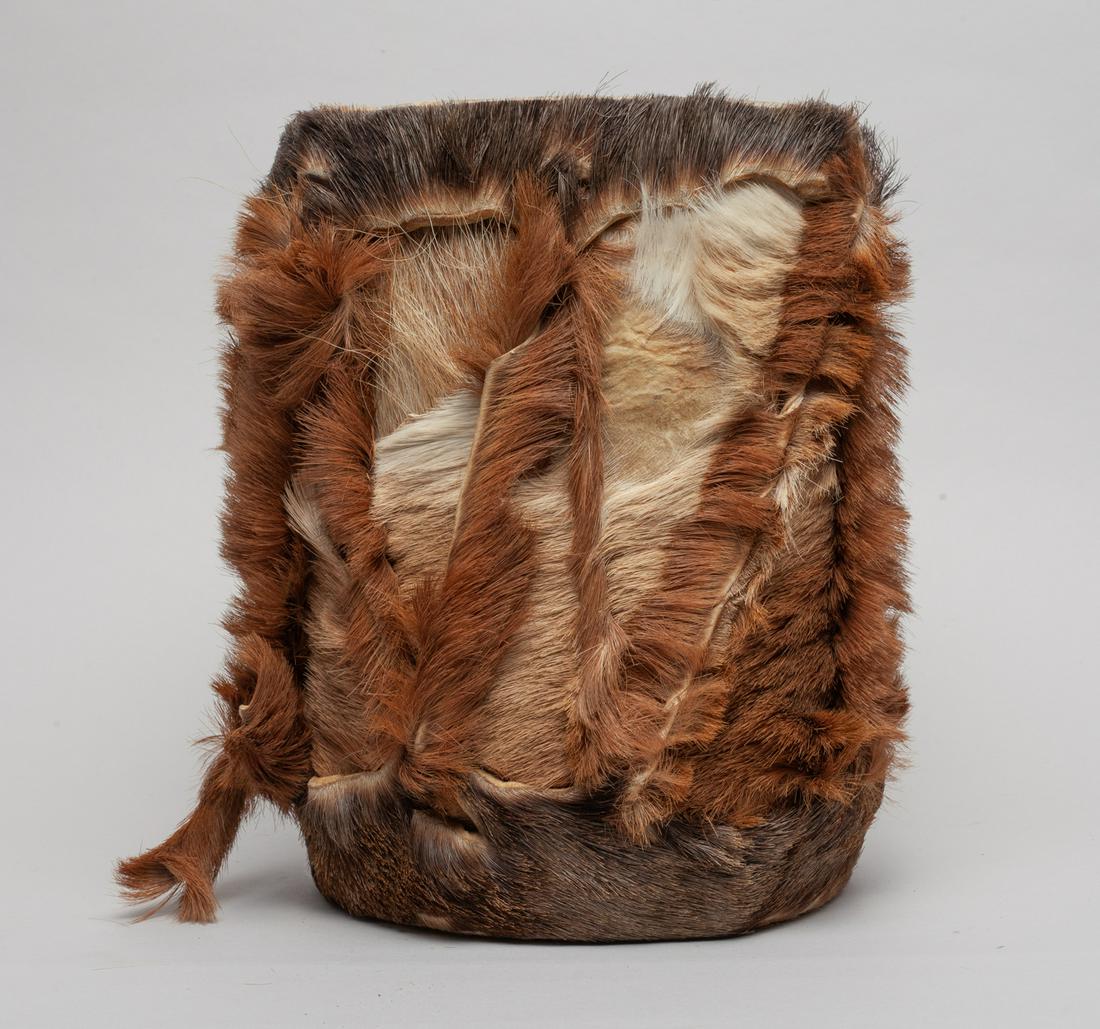 Vintage American Indian Leather Drum: Special American Indian type leather drum. Approx. 9.7-7.5 inch.