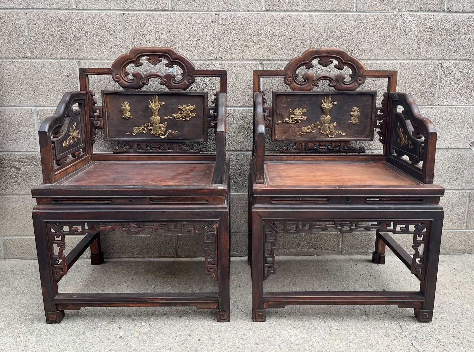 Pair Large Chinese Arm Chairs (1 of 19)